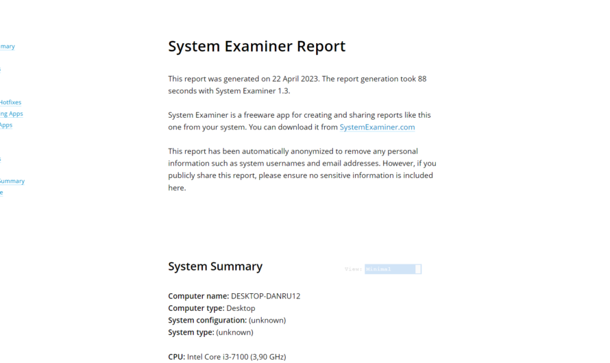 Analysez votre PC avec System Examiner
