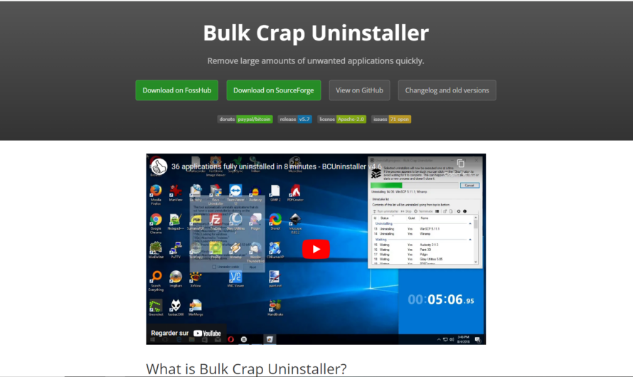 Avec Bulk Crap Uninstaller désinstaller plusieurs logiciels en un clic