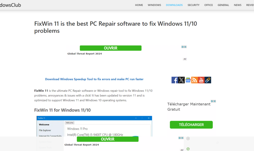 Réparer Windows avec FixWin11