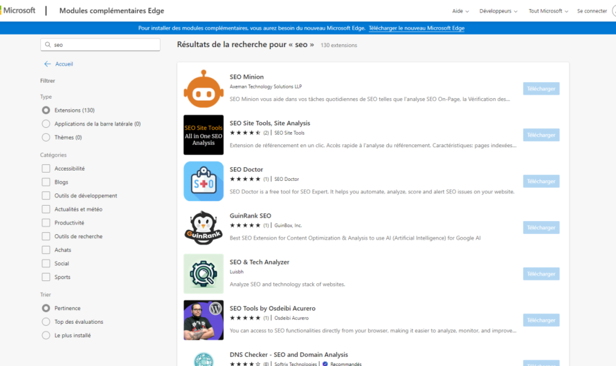 Quelles sont les extensions populaires du navigateur Edge pour le SEO ?
