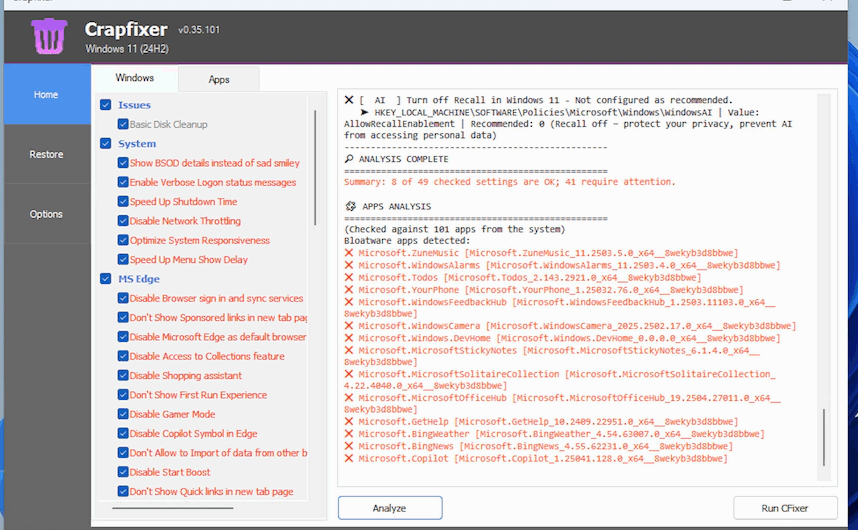 CrapFixer : supprimez les irritants de Windows 11 d’un simple clic